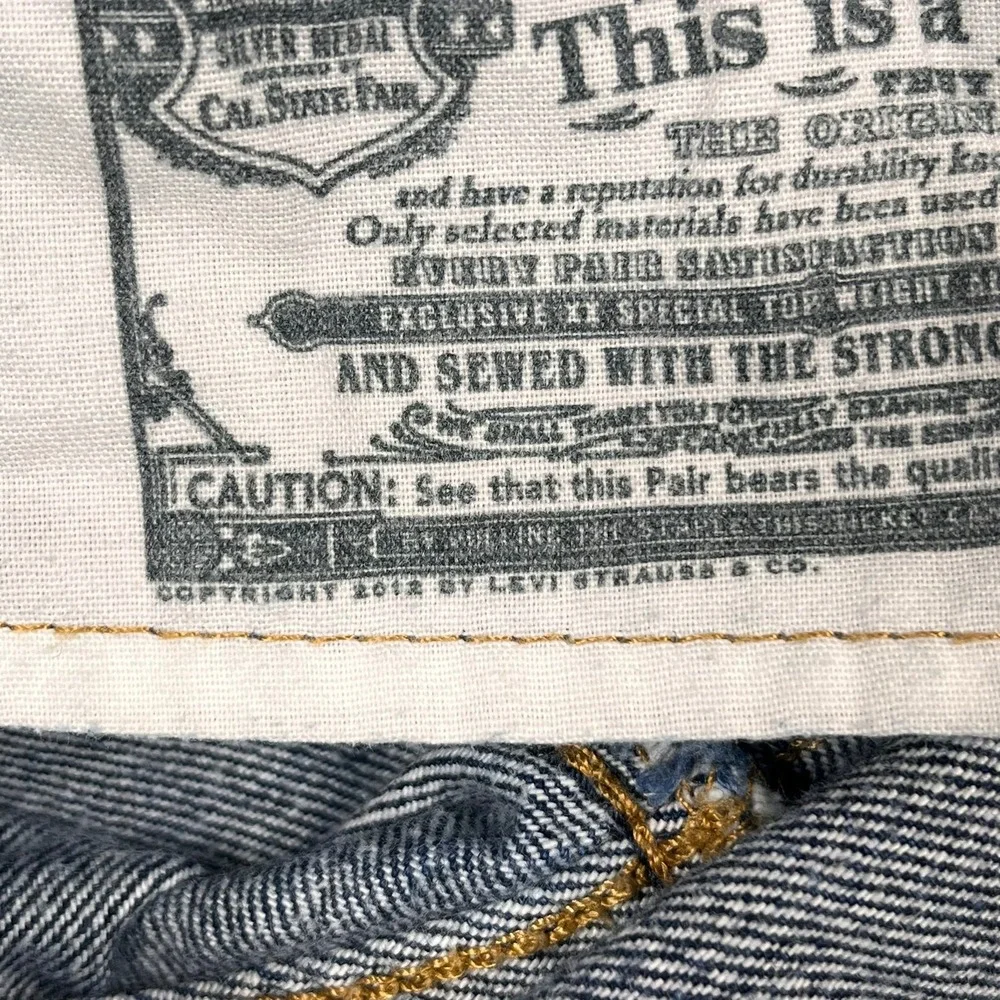 Levi's 501 T Tapered Jeans Men's 31x28 Dark Wash Distressed Denim Button Fly